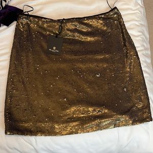 Sequins mini skirt gold bronze size M